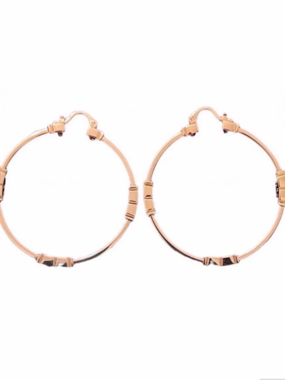 TORY BURCH • Rose Gold Serif T Logo Hoop Earrings